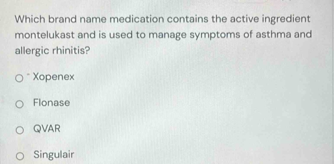 which brand name medication contains the active ingredient montelukast …