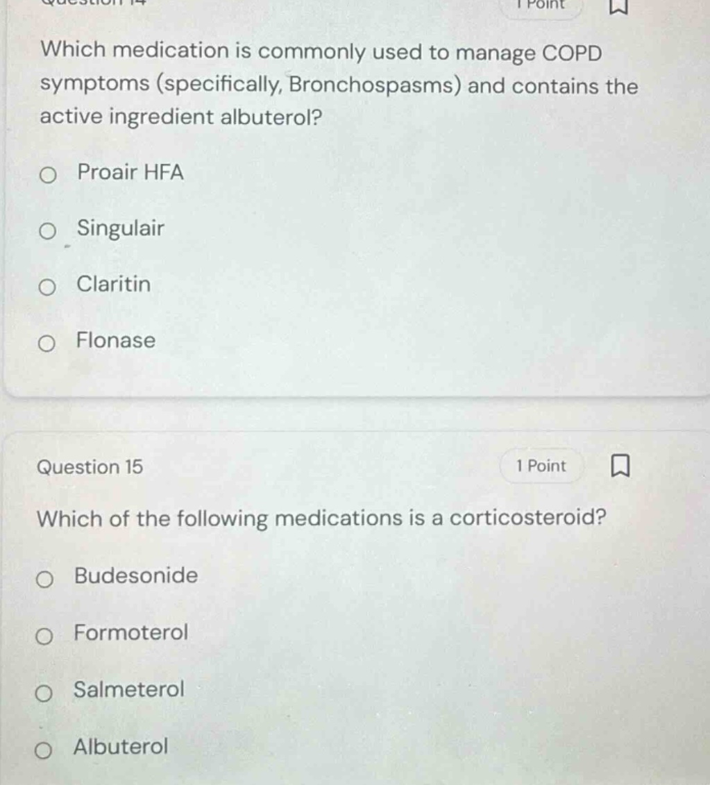 question 14 which medication is commonly used to manage copd symptoms (…