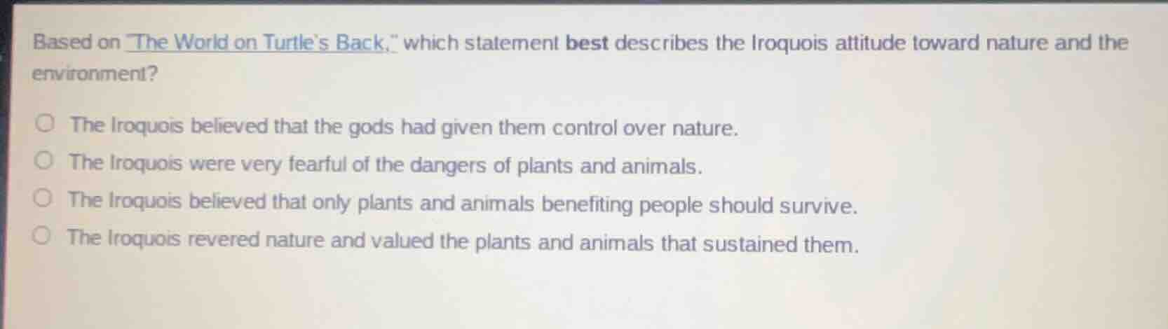 based on \the world on turtles back,\ which statement best describes th…