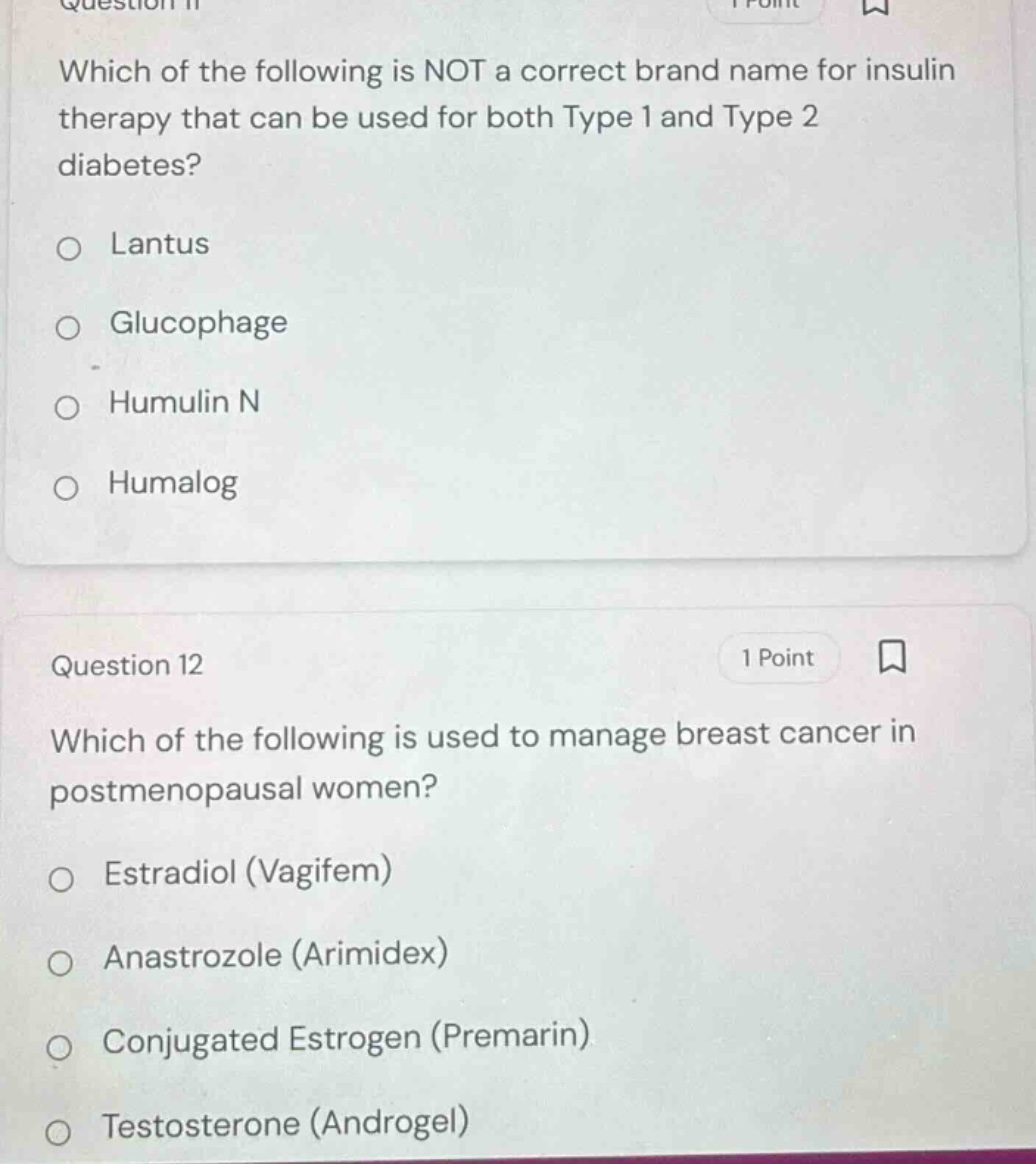 question 11 which of the following is not a correct brand name for insu…
