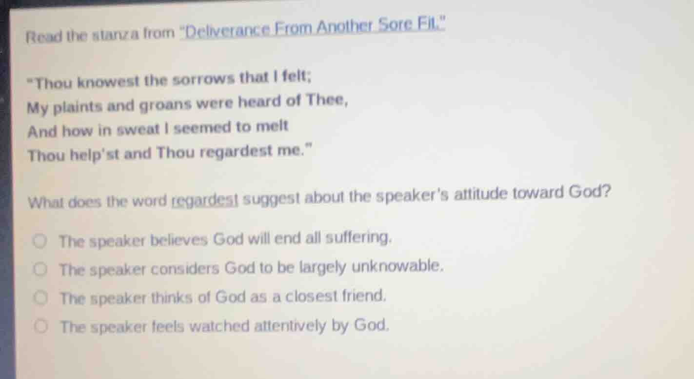 read the stanza from \deliverance from another sore fit.\\thou knowest …