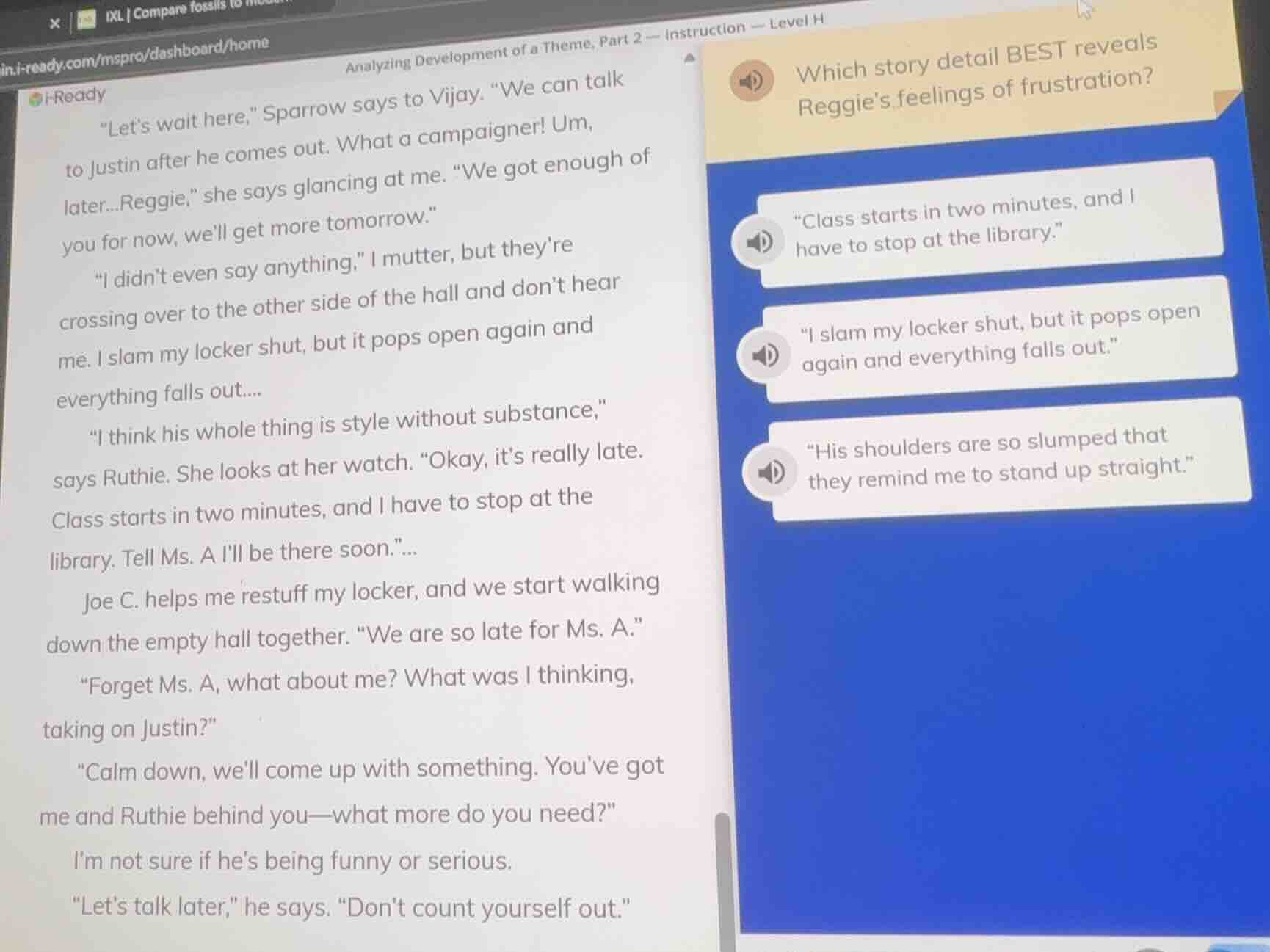 “let’s wait here,” sparrow says to vijay. “we can talk to justin after …