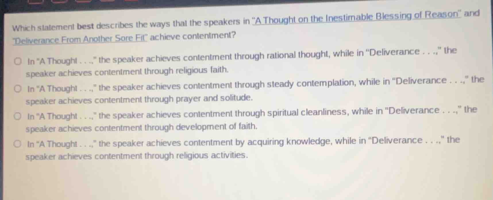 which statement best describes the ways that the speakers in \a thought…