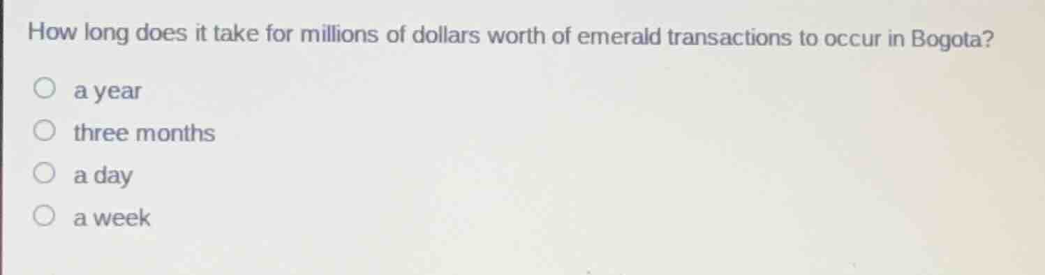 how long does it take for millions of dollars worth of emerald transact…