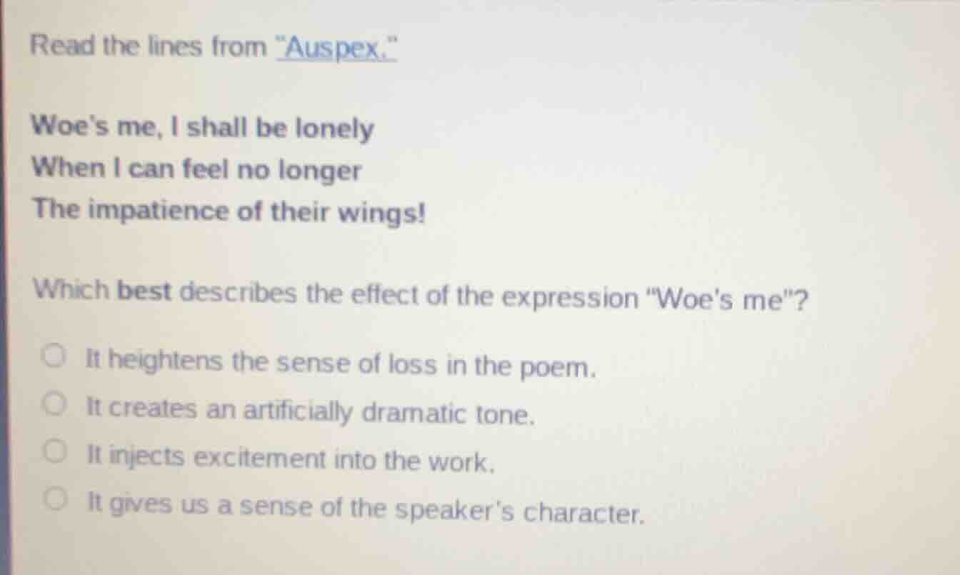 read the lines from \auspex.\ woes me, i shall be lonely when i can fee…