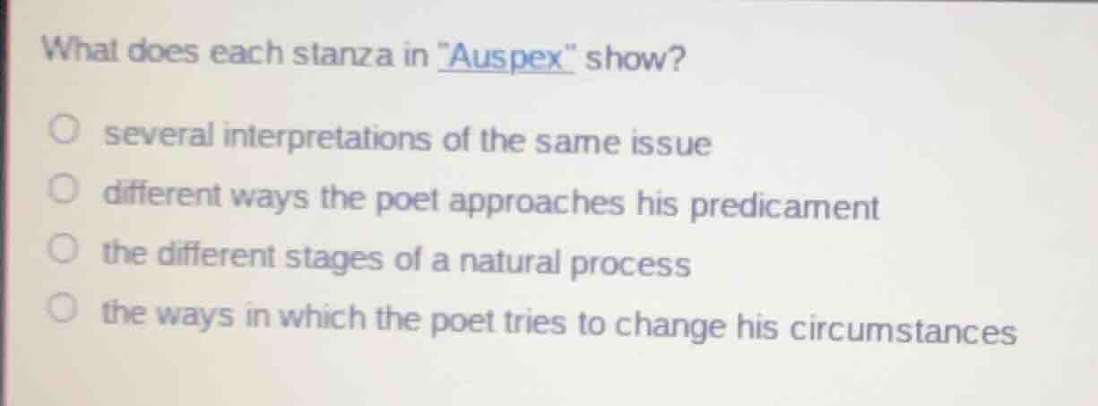 what does each stanza in \auspex\ show? several interpretations of the …