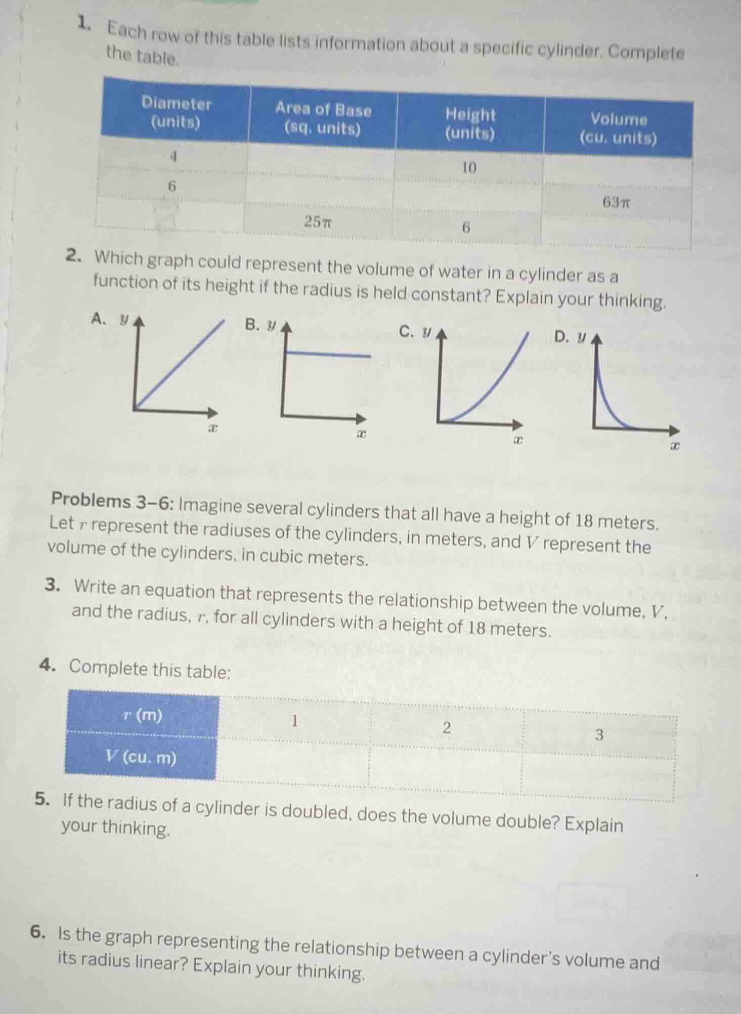 1. each row of this table lists information about a specific cylinder. …
