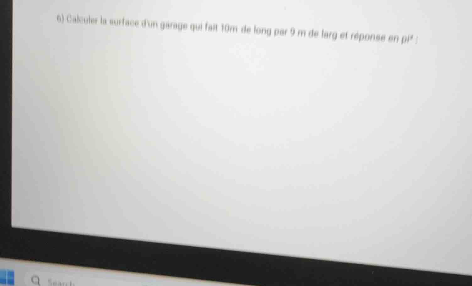 a) calculer la surface dun garage qui fait 10m de long par 9 m de larg …