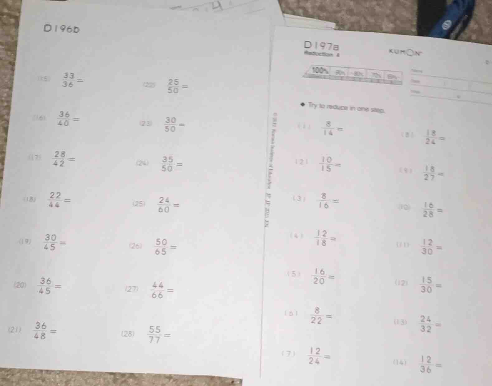 d196b (15) \\(\\frac{33}{36}=\\) (22) \\(\\frac{25}{50}=\\) (16) \\(\\f…