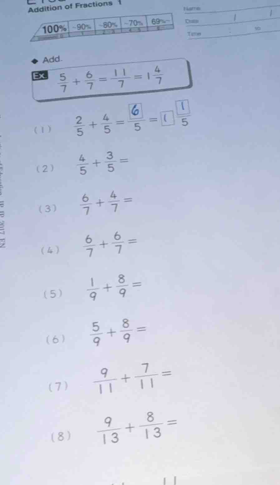 addition of fractions 1 add. ex. \\(\\frac{5}{7}+\\frac{6}{7}=\\frac{11…