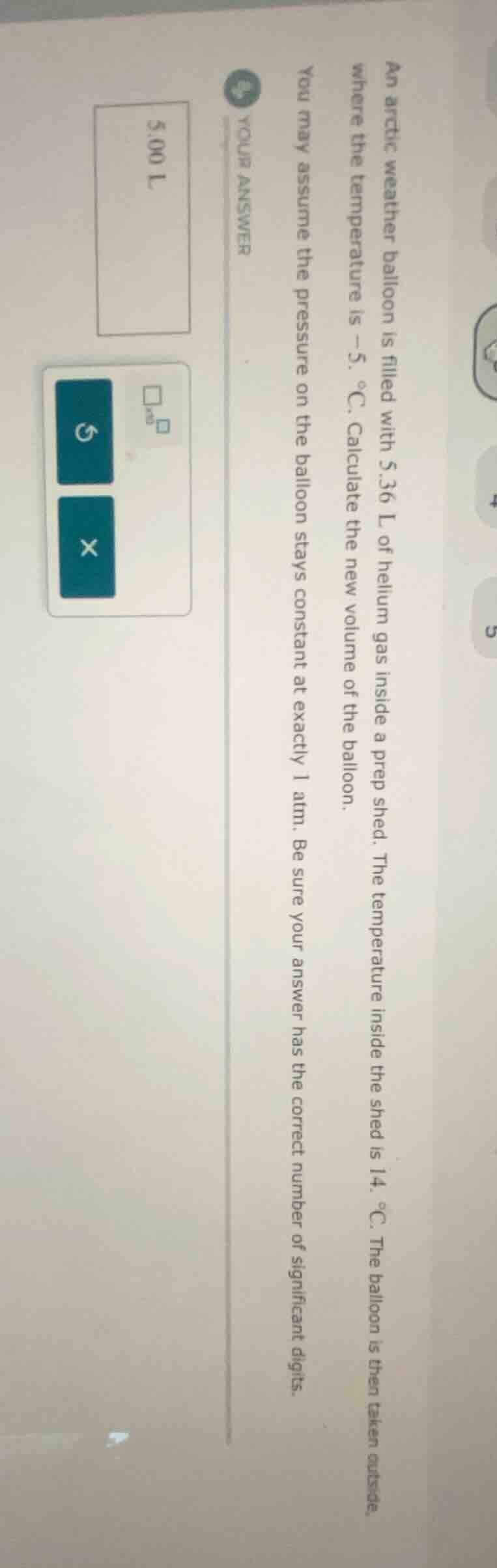 an arctic weather balloon is filled with 5.36 l of helium gas inside a …