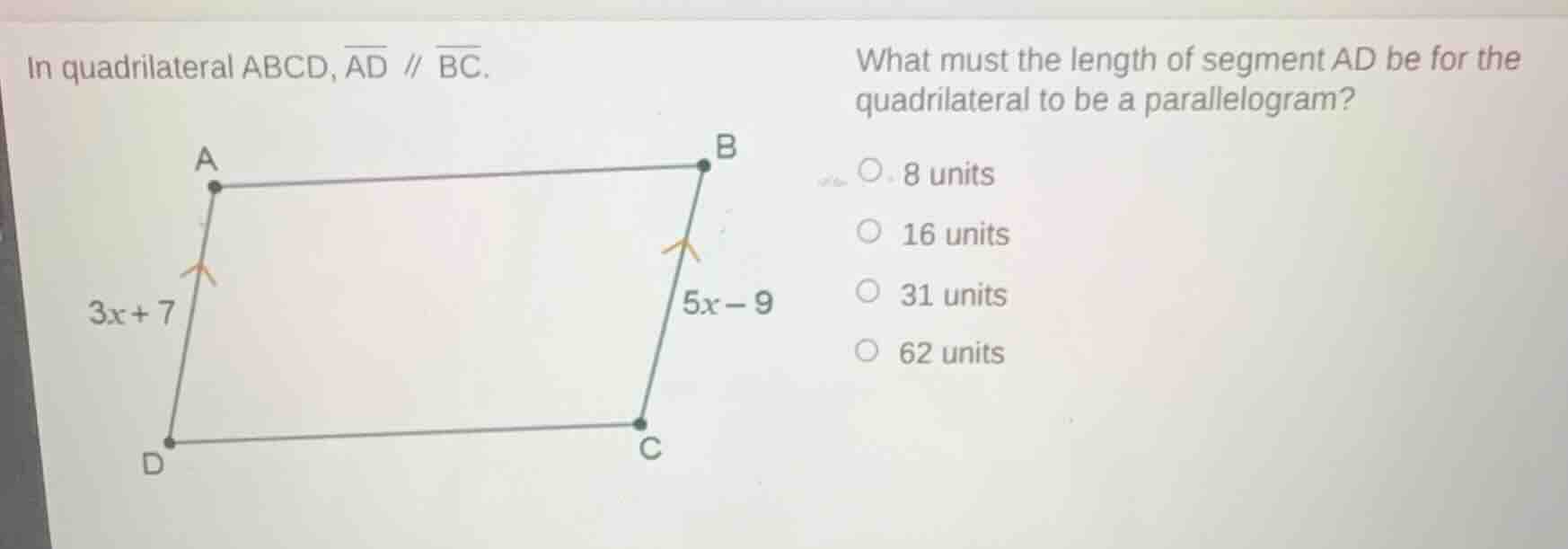 in quadrilateral abcd, \\(overline{ad} \\parallel overline{bc}\\). what…