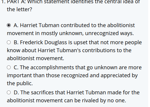 1. part a: which statement identifies the central idea of the letter? a…