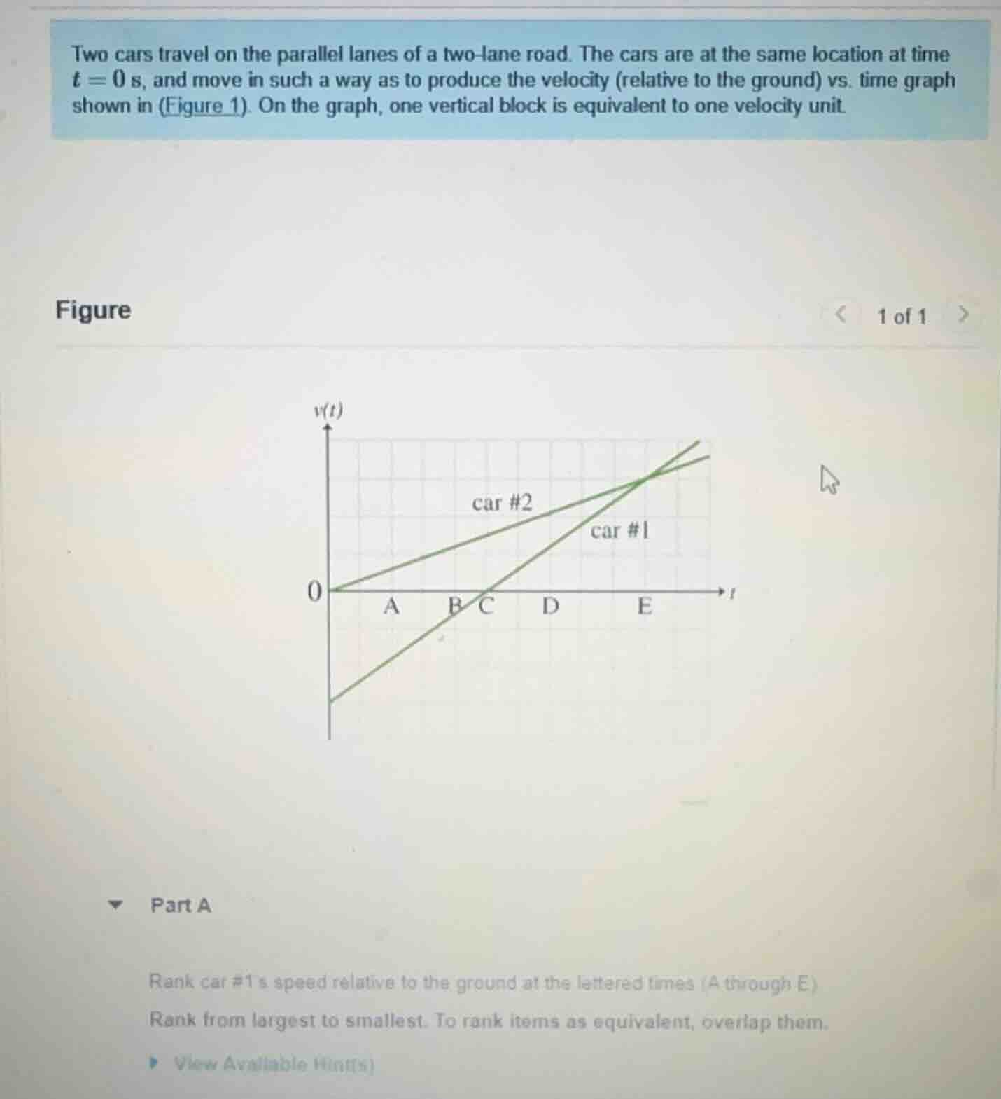 two cars travel on the parallel lanes of a two - lane road. the cars ar…