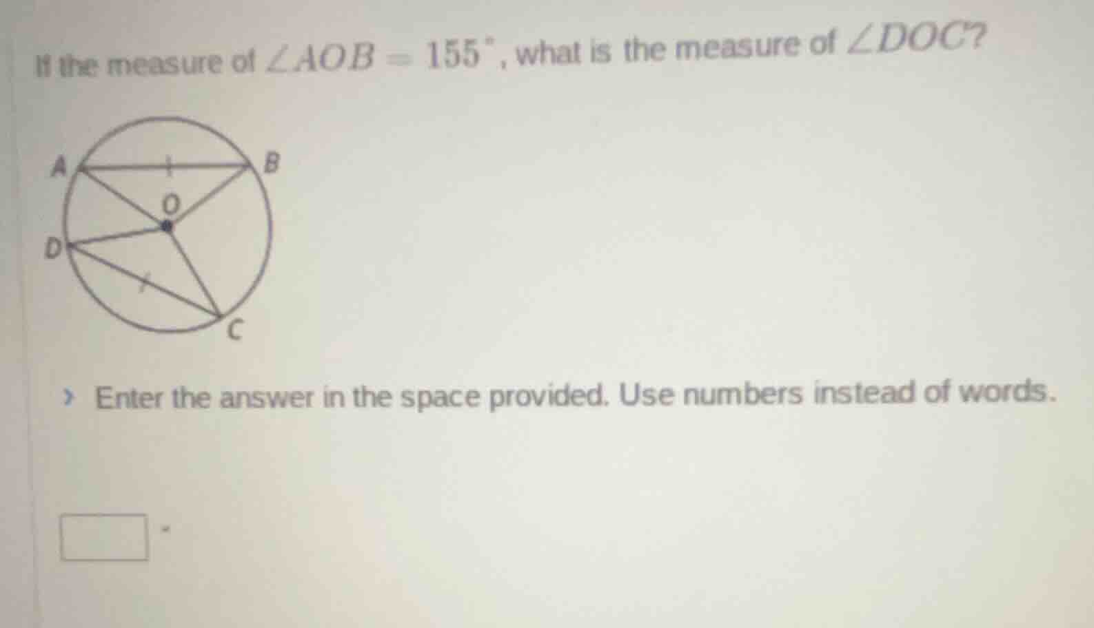 if the measure of $\\angle aob = 155^{\\circ}$, what is the measure of …