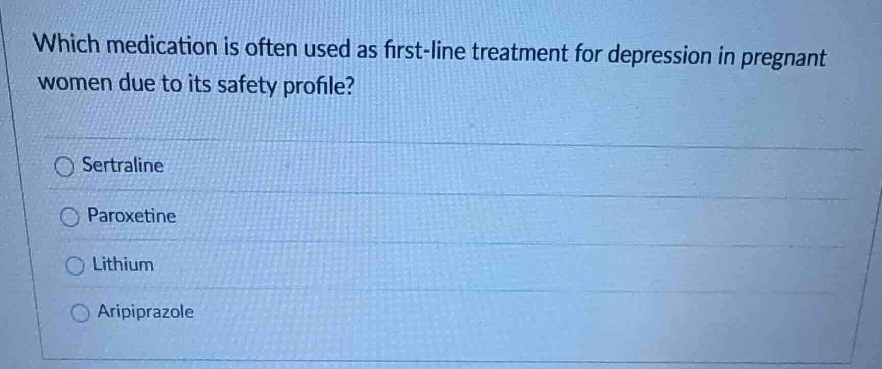 which medication is often used as first - line treatment for depression…