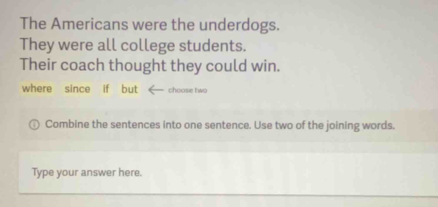 the americans were the underdogs. they were all college students. their…