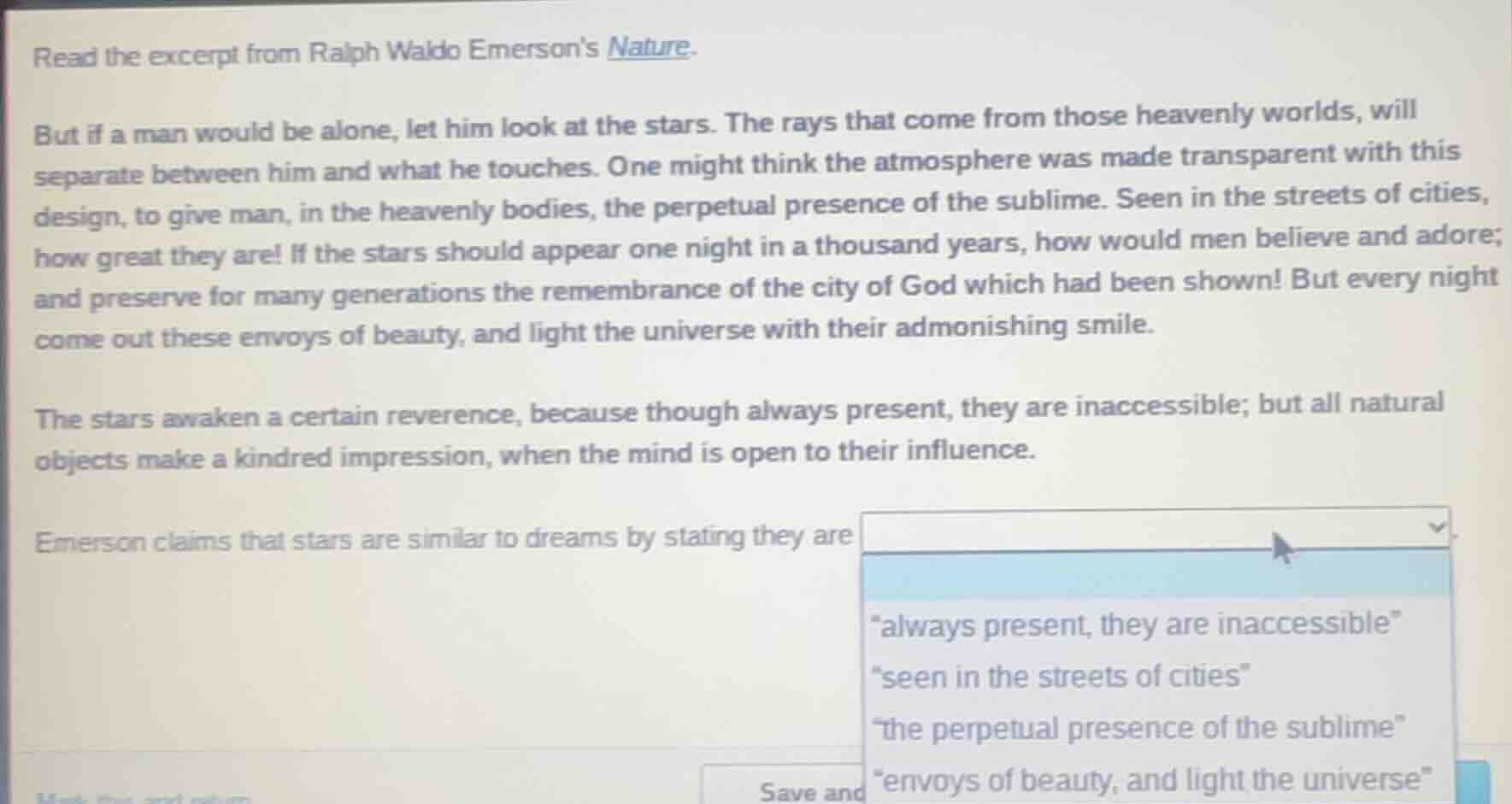 read the excerpt from ralph waldo emersons nature. but if a man would b…