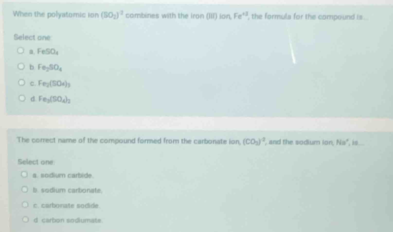 when the polyatomic ion (so₄)²⁻ combines with the iron (iii) ion, fe³⁺,…