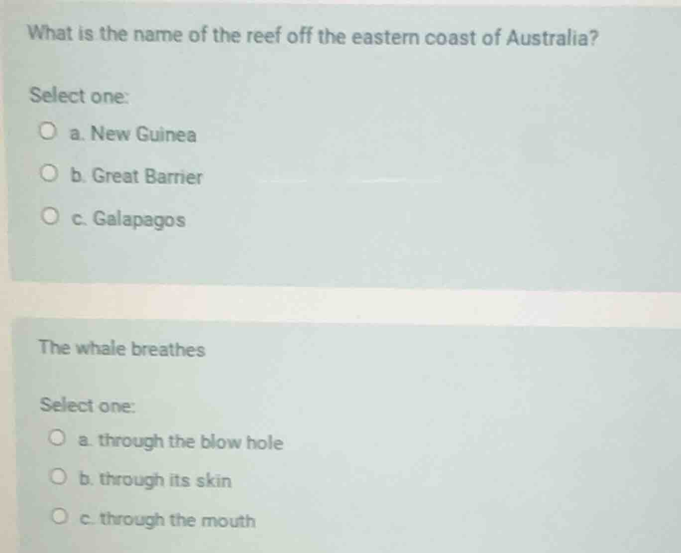 what is the name of the reef off the eastern coast of australia? select…
