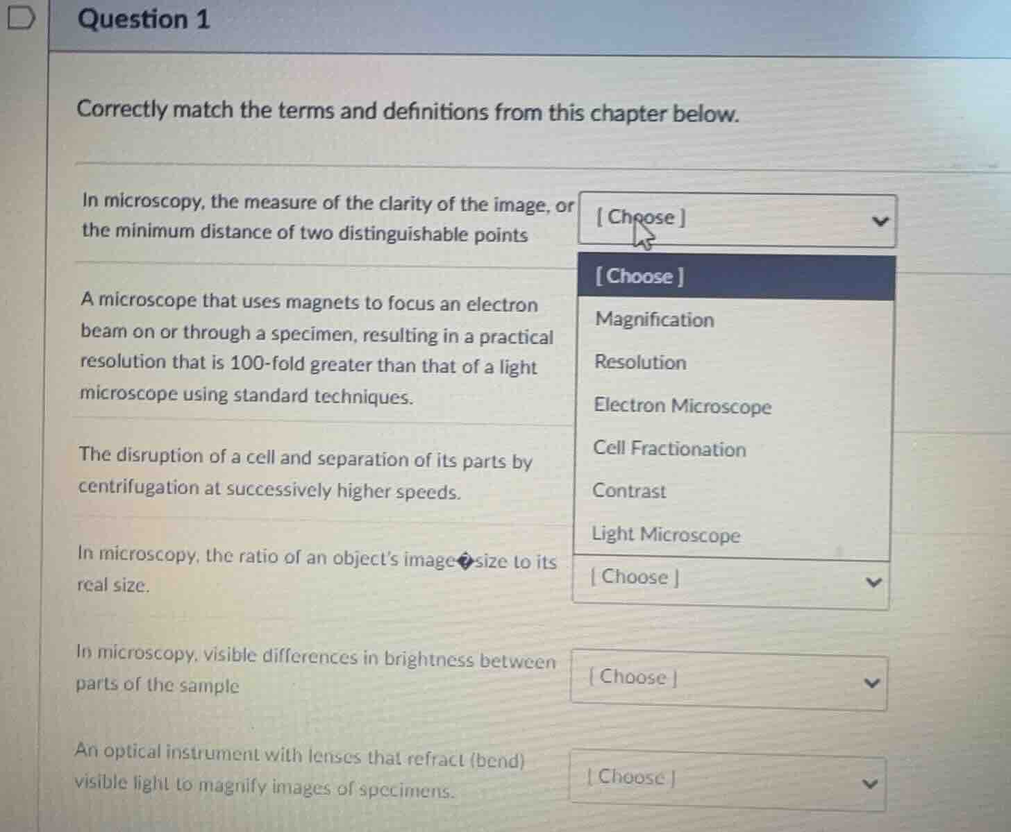 question 1 correctly match the terms and definitions from this chapter …
