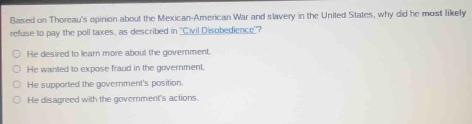 based on thoreau’s opinion about the mexican - american war and slavery…