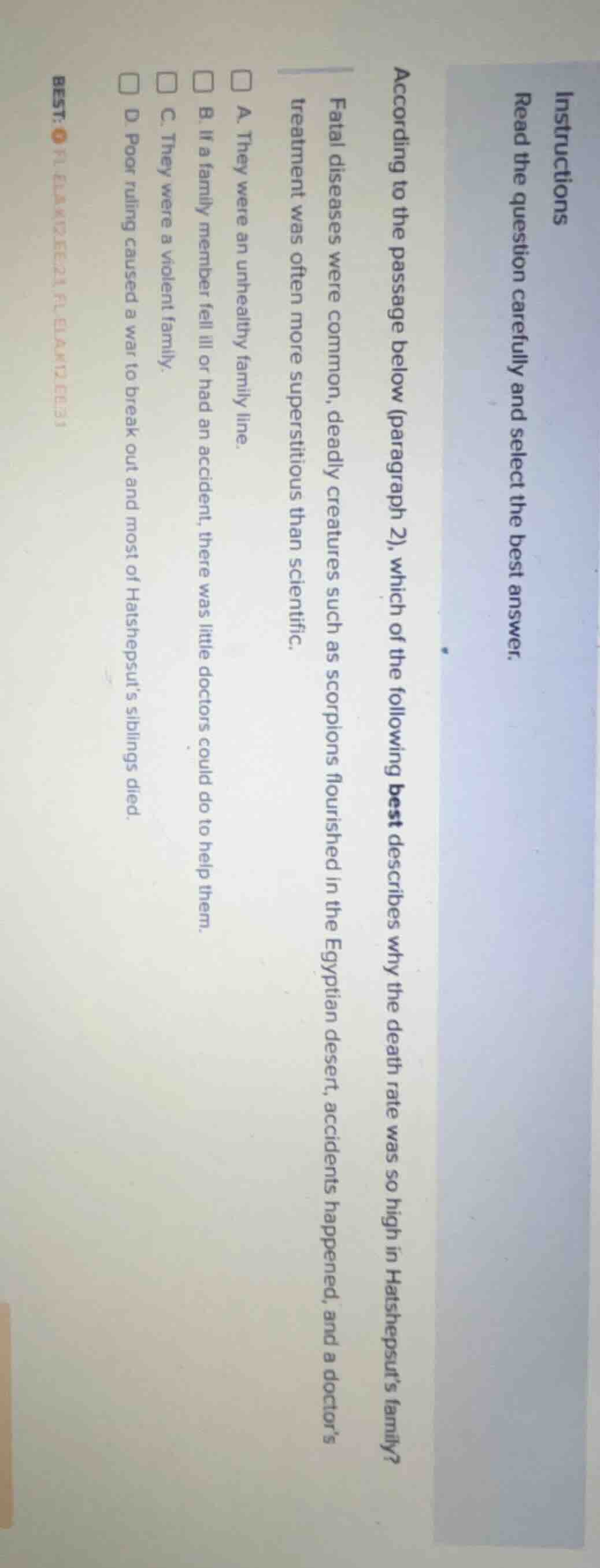 instructions read the question carefully and select the best answer. ac…