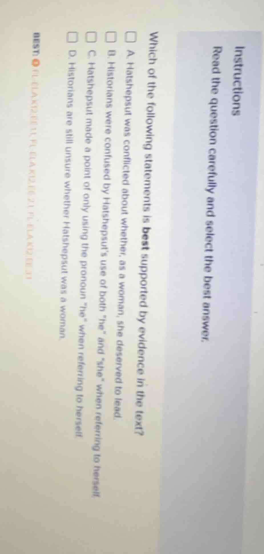 instructions read the question carefully and select the best answer. wh…