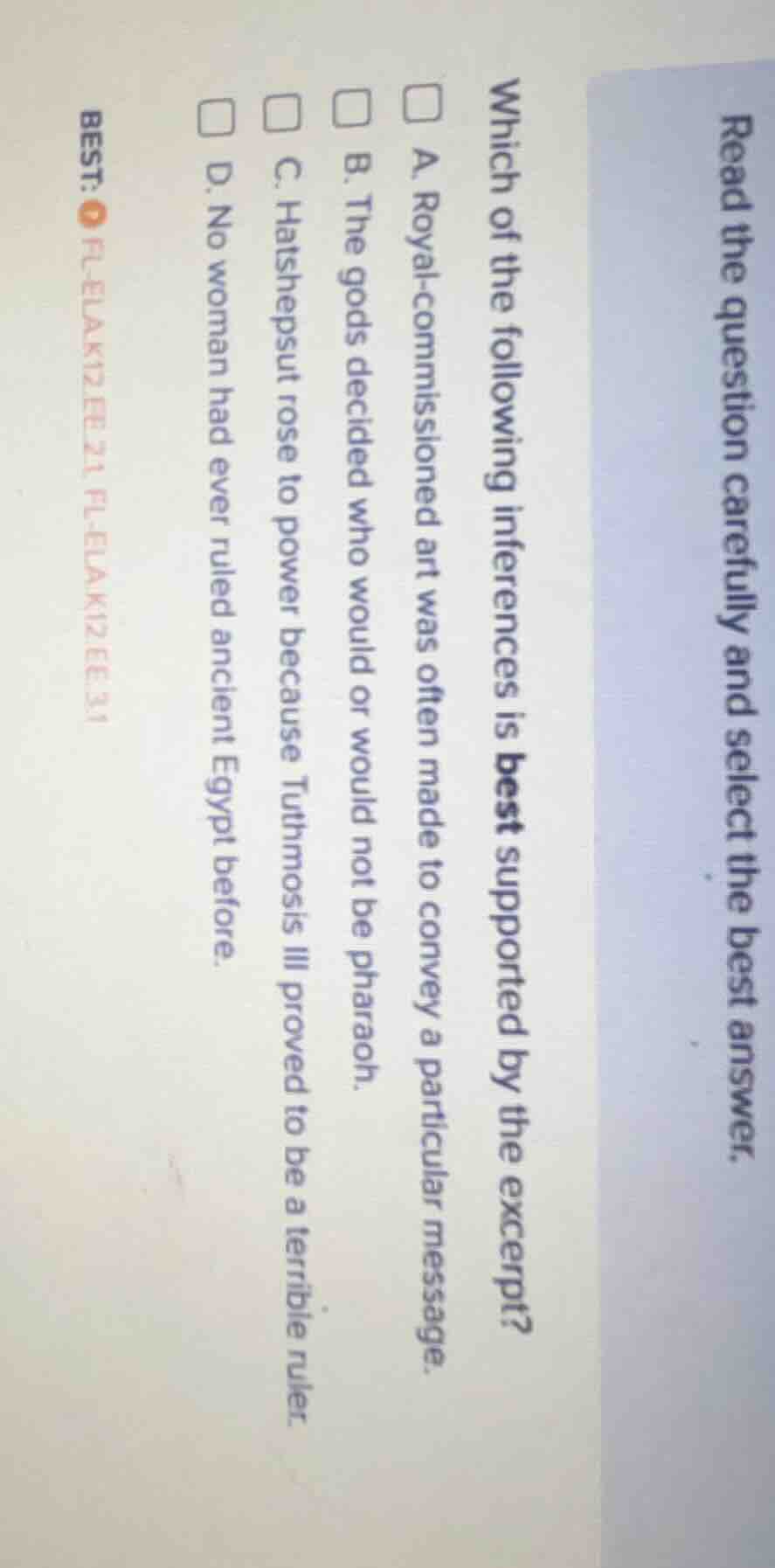 read the question carefully and select the best answer. which of the fo…