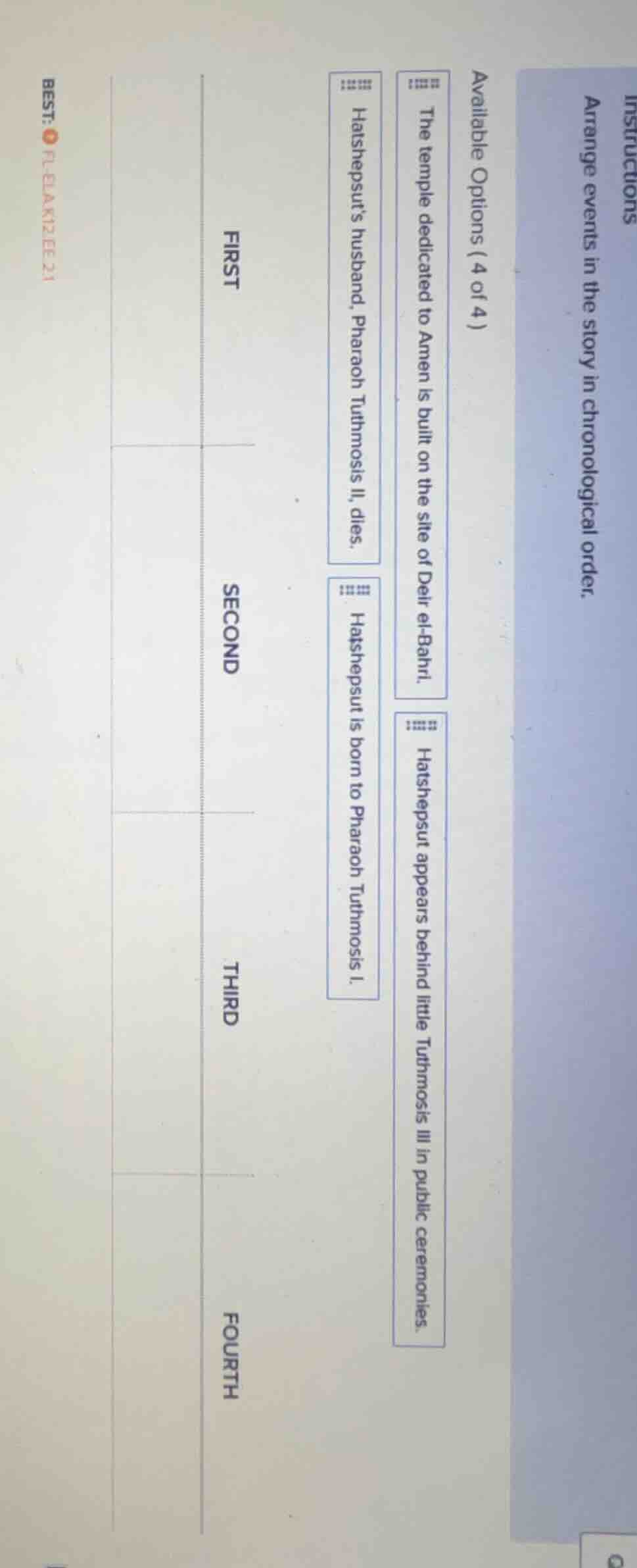 instructions arrange events in the story in chronological order. availa…