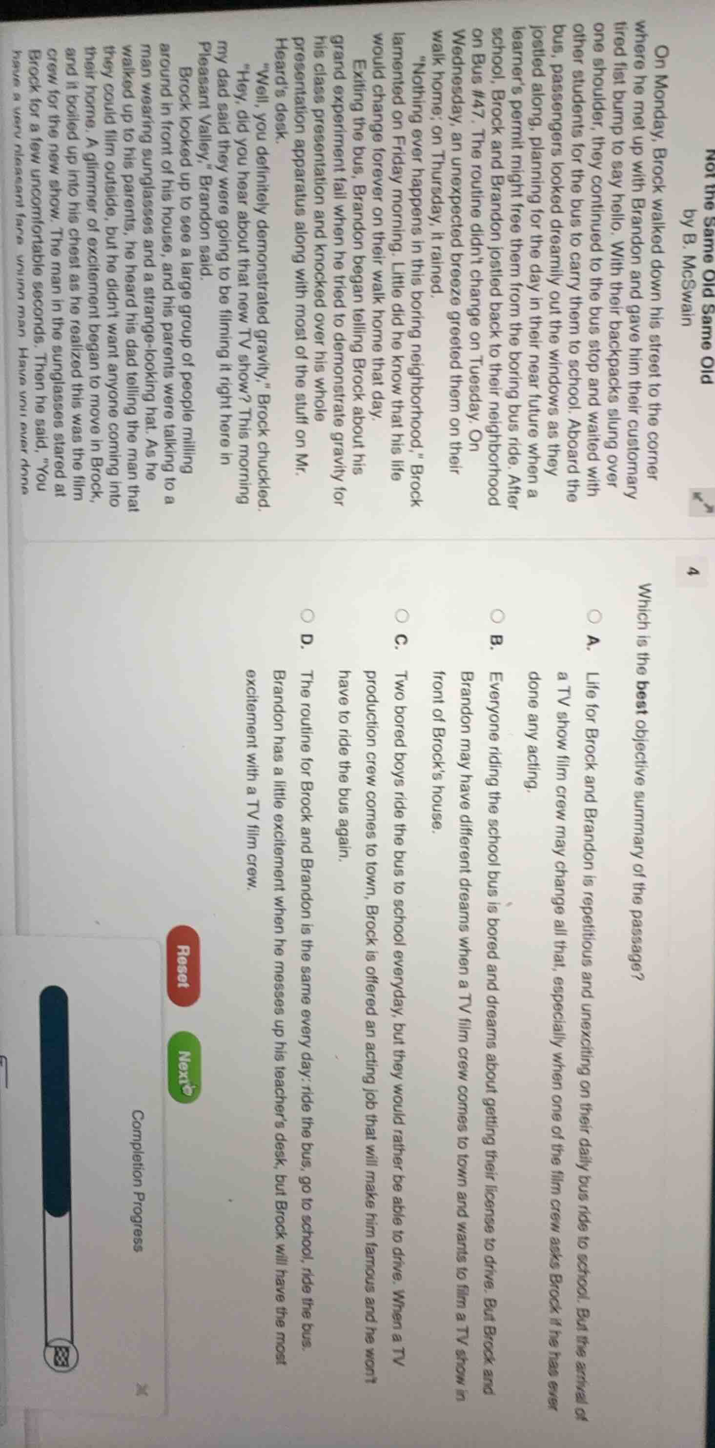 not the same old same old by b. mcswain on monday, brock walked down hi…