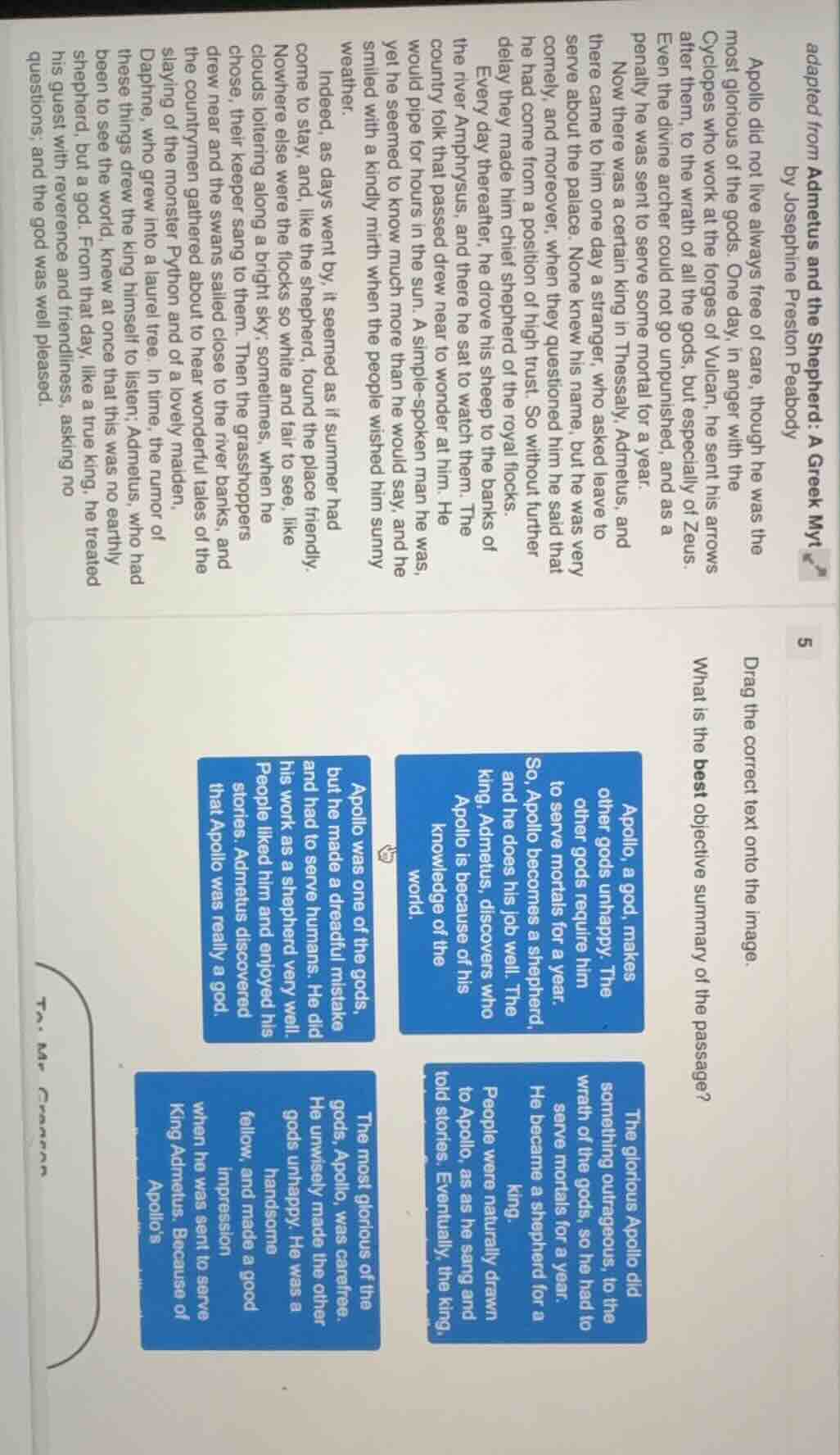 adapted from admetus and the shepherd: a greek myth by josephine presto…