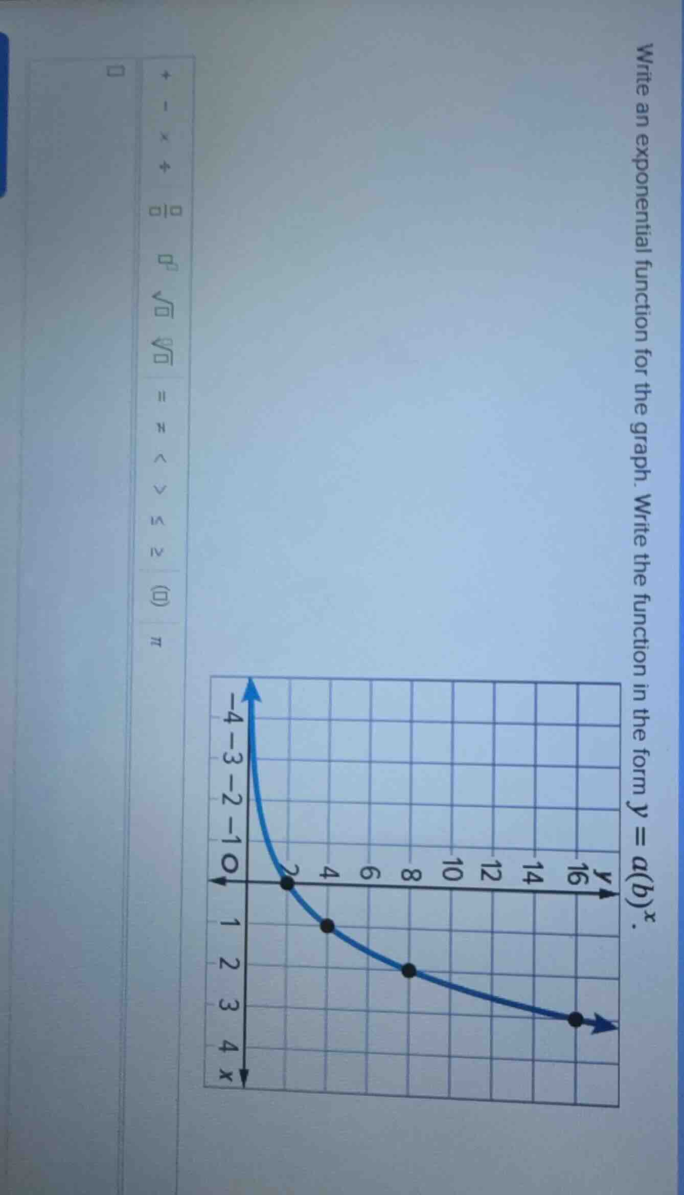 write an exponential function for the graph. write the function in the …