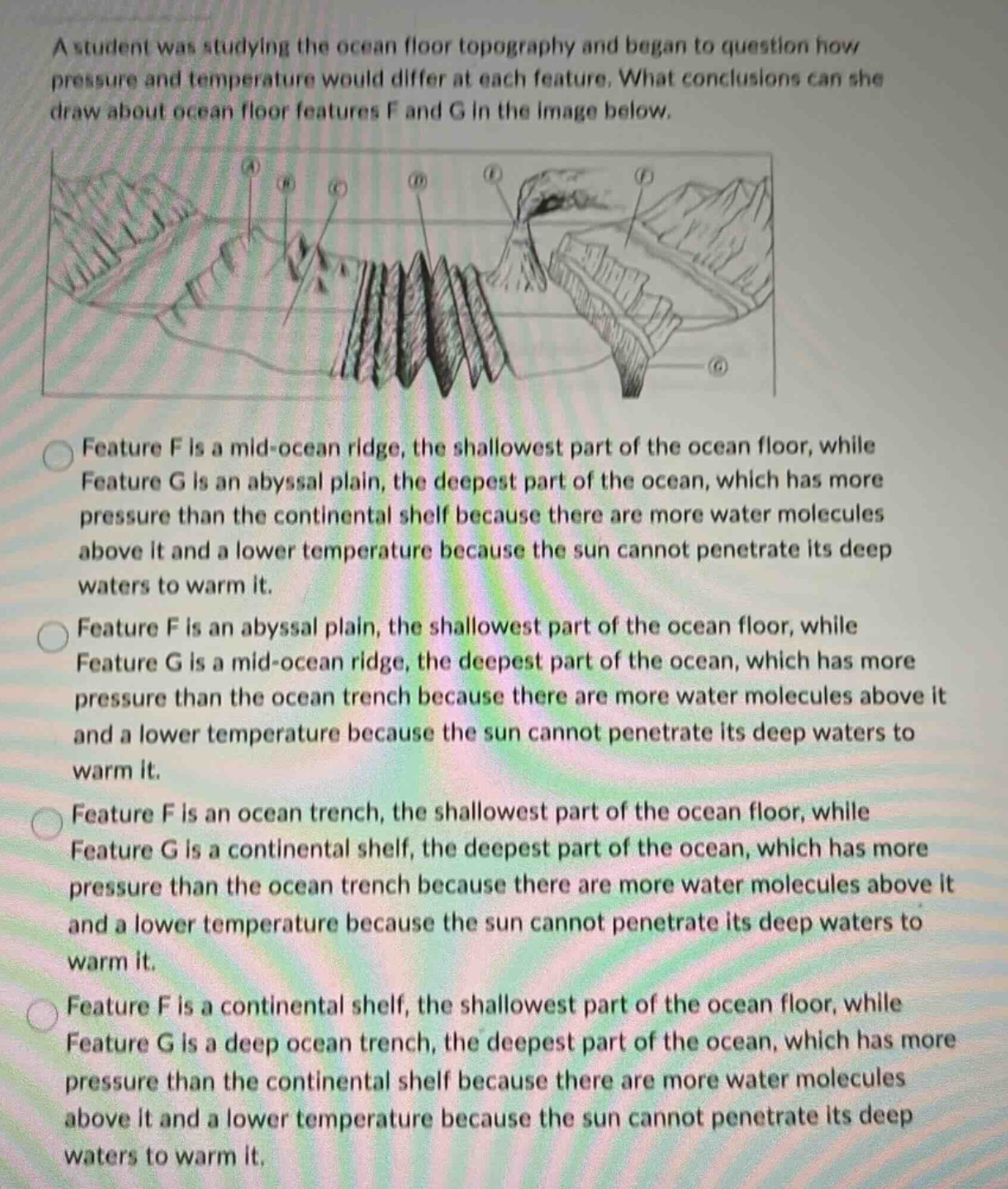 a student was studying the ocean floor topography and began to question…