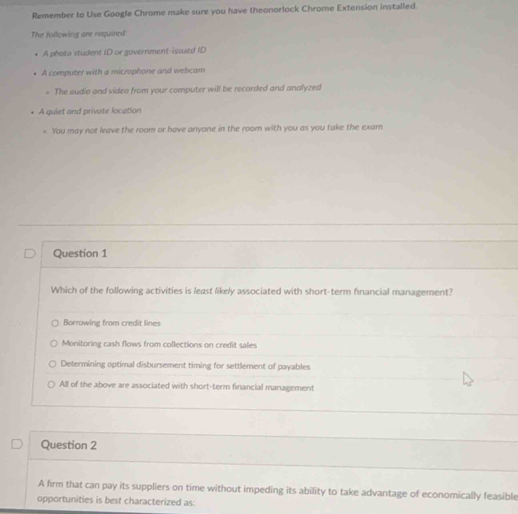 question 1 which of the following activities is least likely associated…