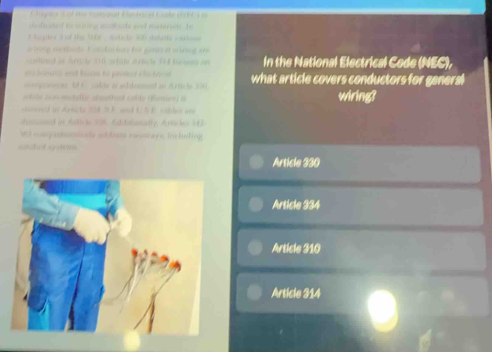 in the national electrical code (nec), what article covers conductors f…