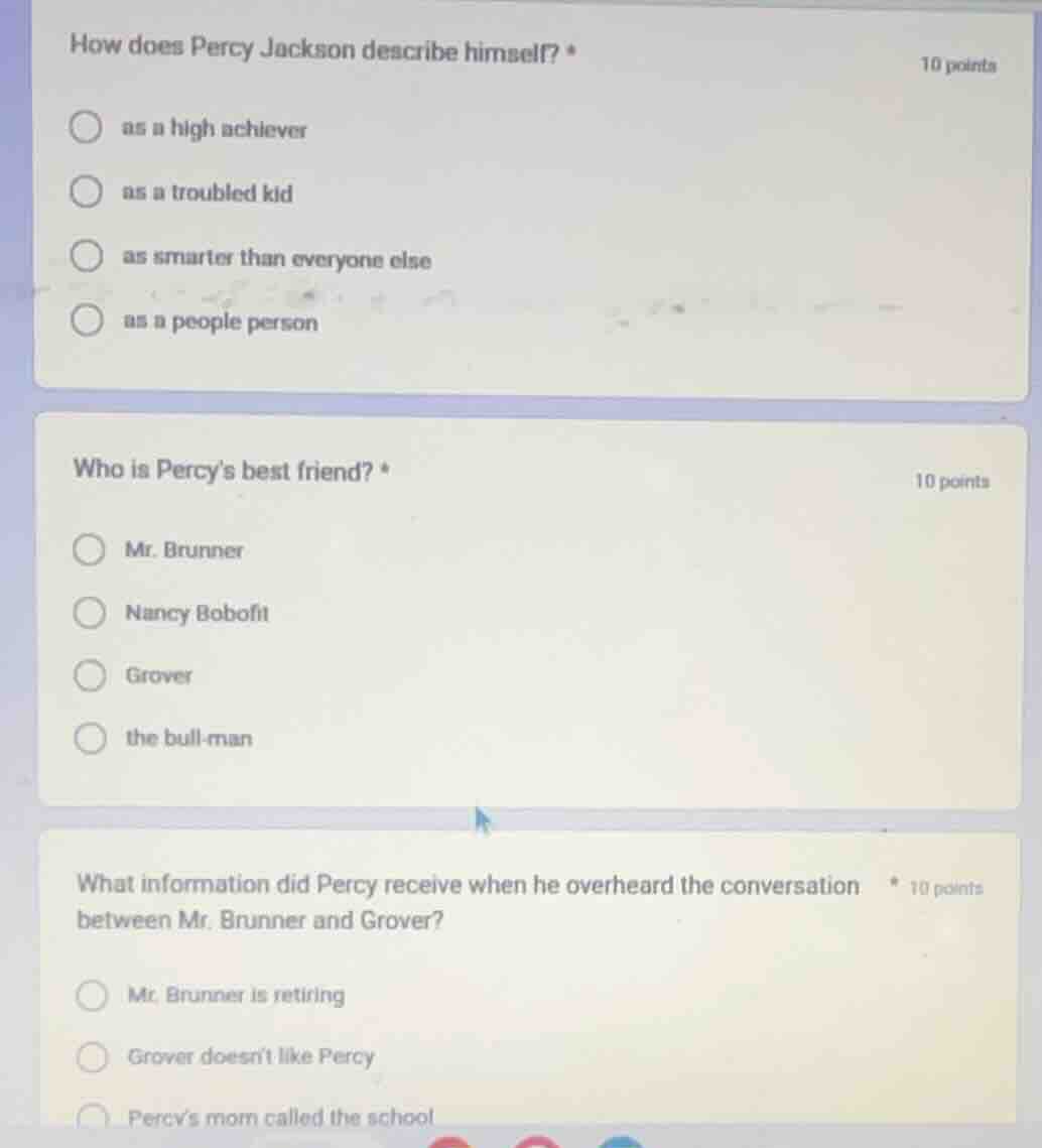 how does percy jackson describe himself? * as a high achiever as a trou…