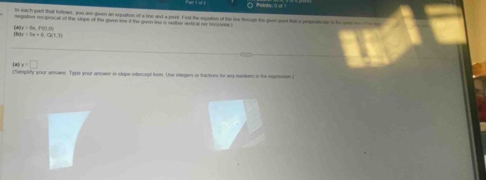 in each part that follows, you are given an equation of a line and a po…