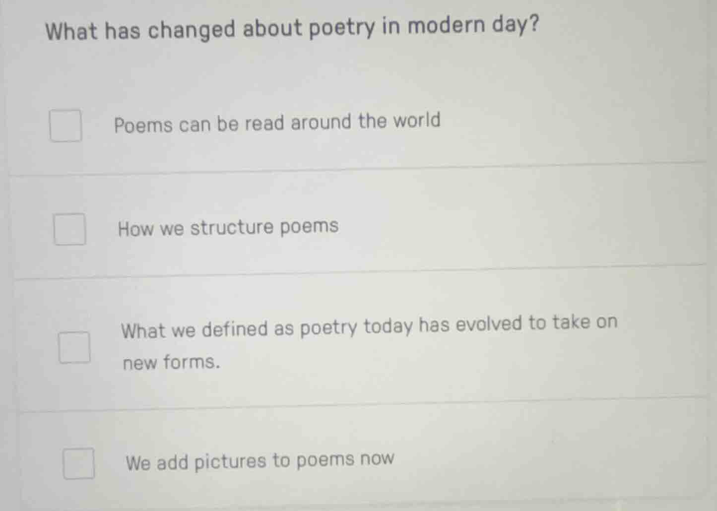 what has changed about poetry in modern day? poems can be read around t…