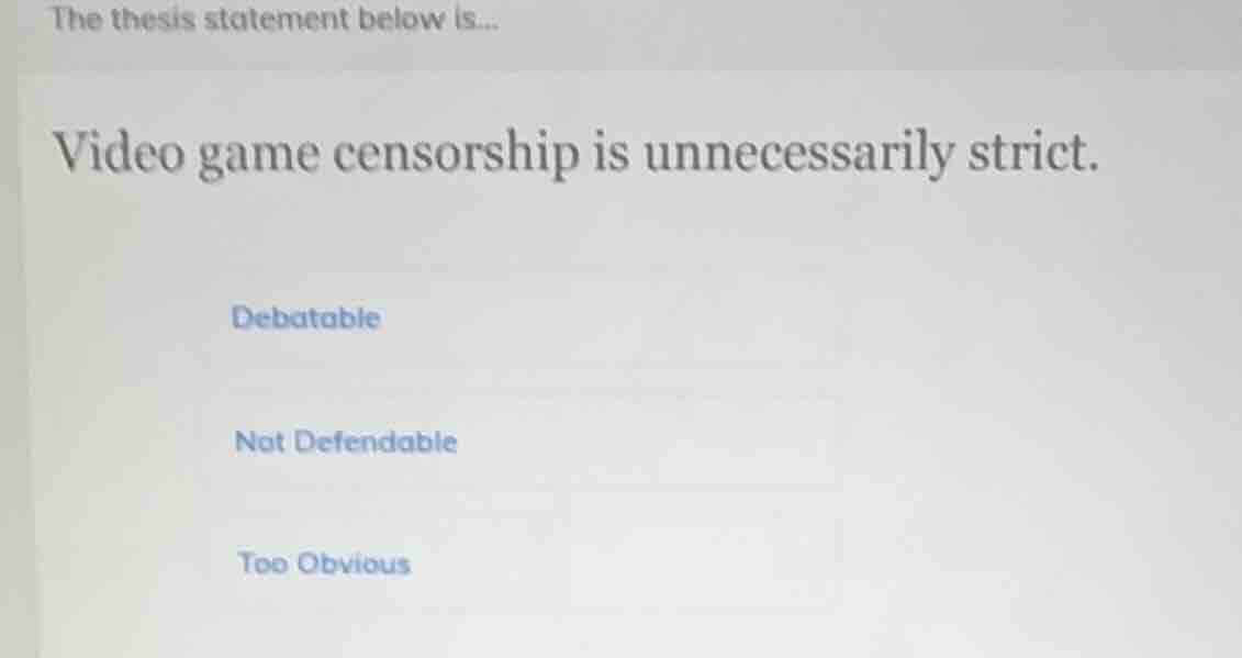 the thesis statement below is... video game censorship is unnecessarily…