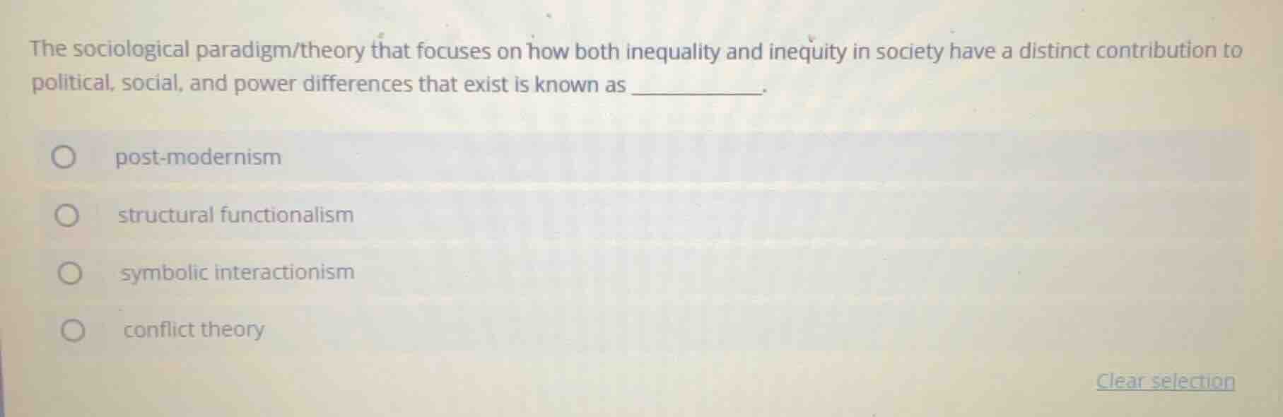 the sociological paradigm/theory that focuses on how both inequality an…
