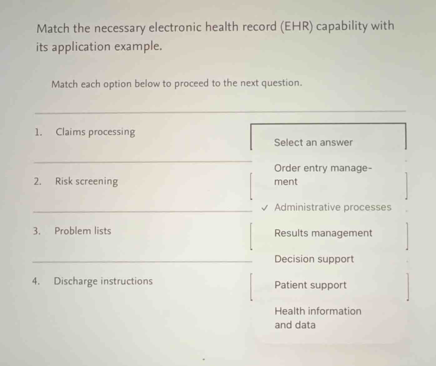match the necessary electronic health record (ehr) capability with its …