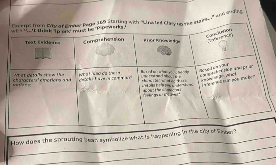 excerpt from city of ember page 169 starting with \lina led clary up th…