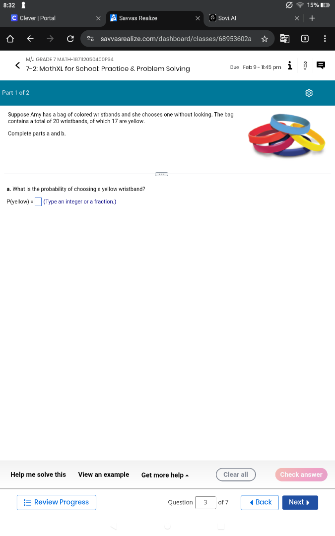 suppose amy has a bag of colored wristbands and she chooses one without…