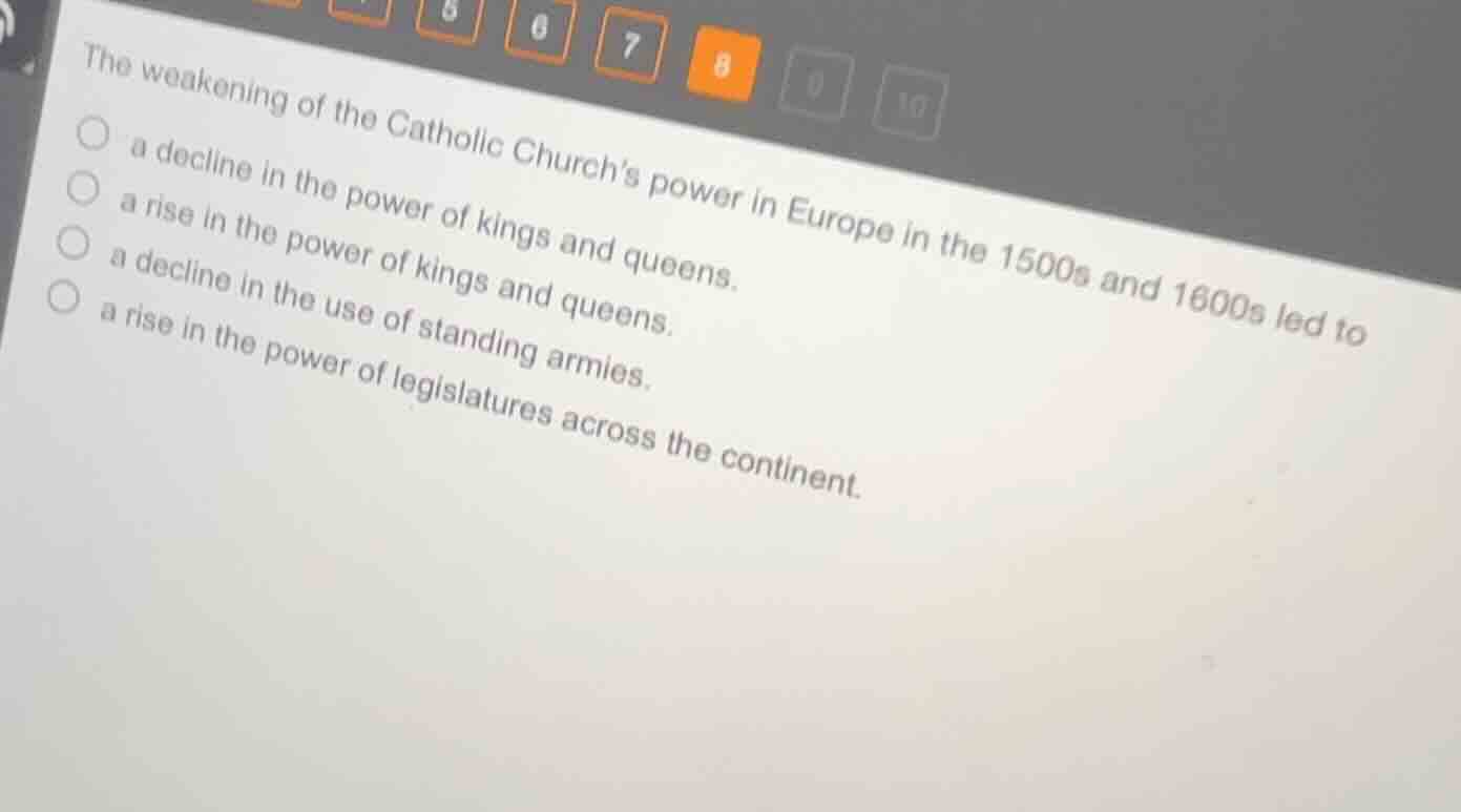 the weakening of the catholic churchs power in europe in the 1500s and …