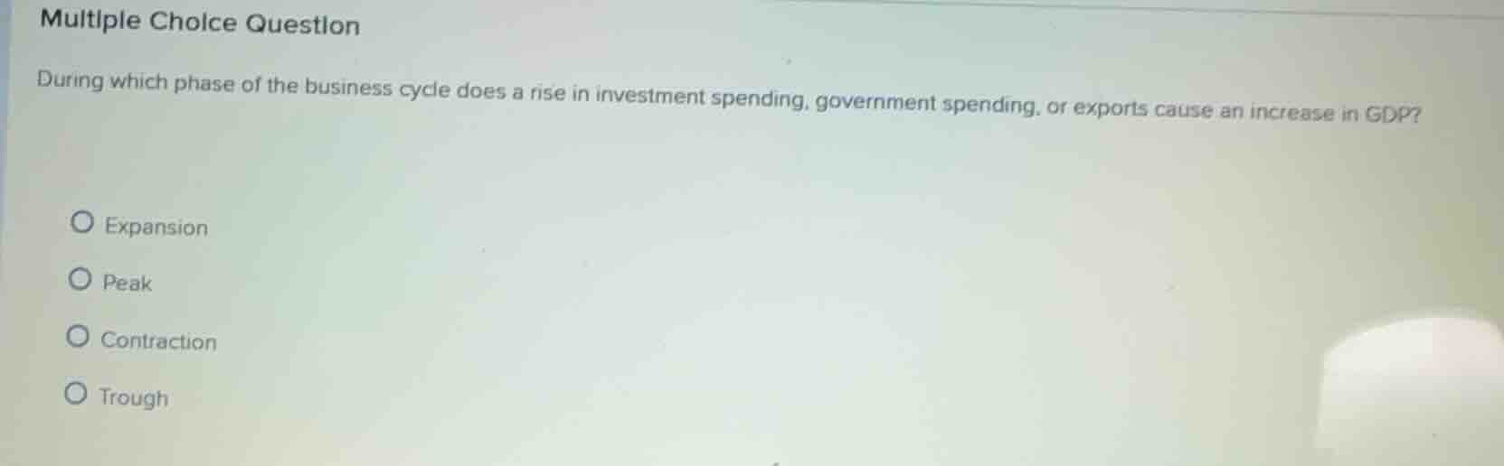 multiple choice question during which phase of the business cycle does …