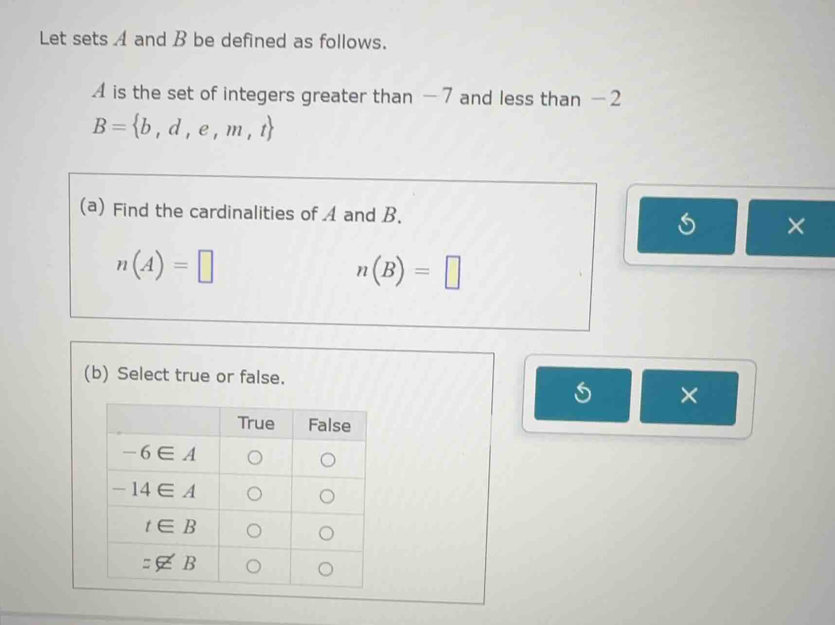 let sets a and b be defined as follows. a is the set of integers greate…