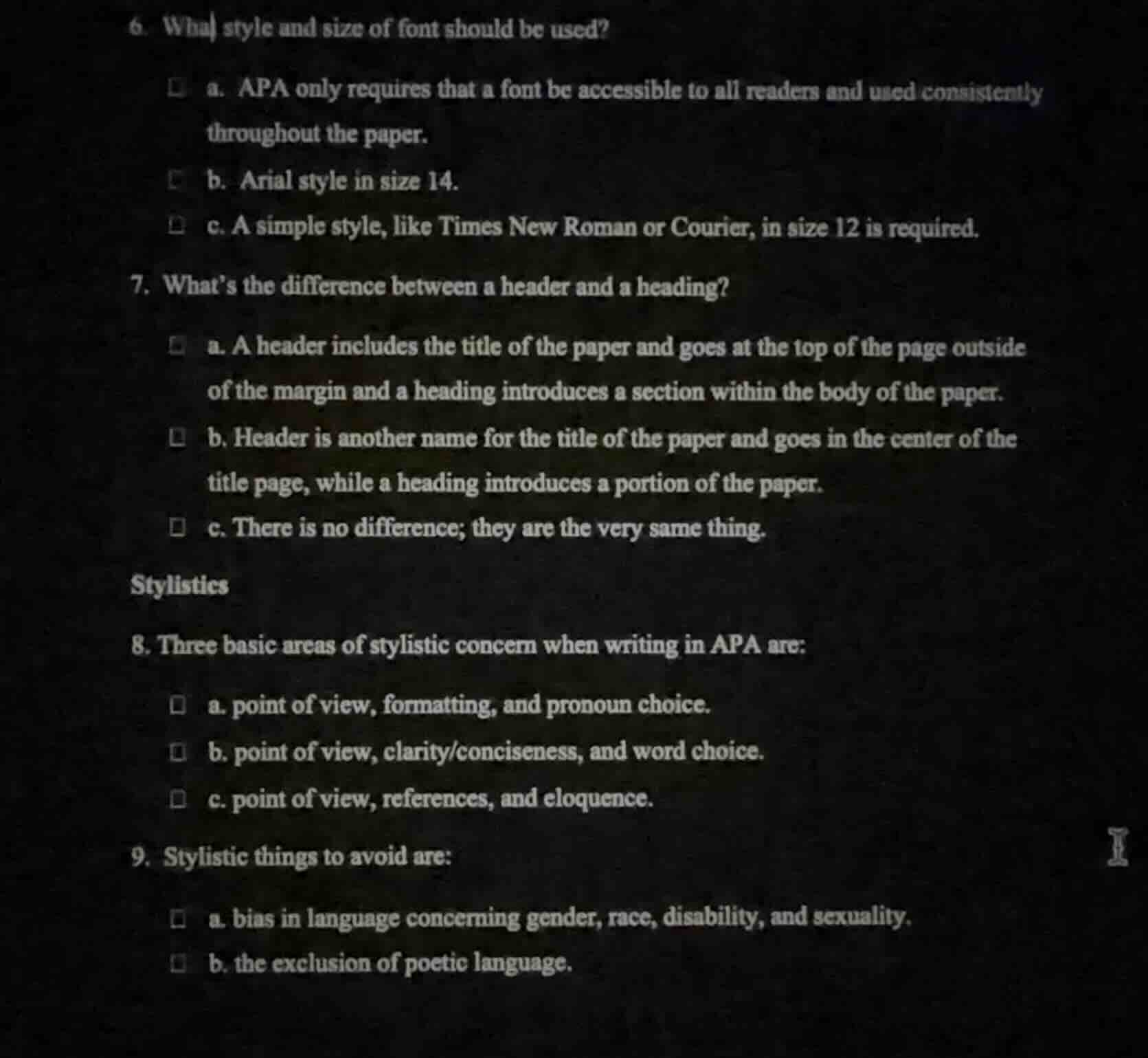 6. what style and size of font should be used? a. apa only requires tha…