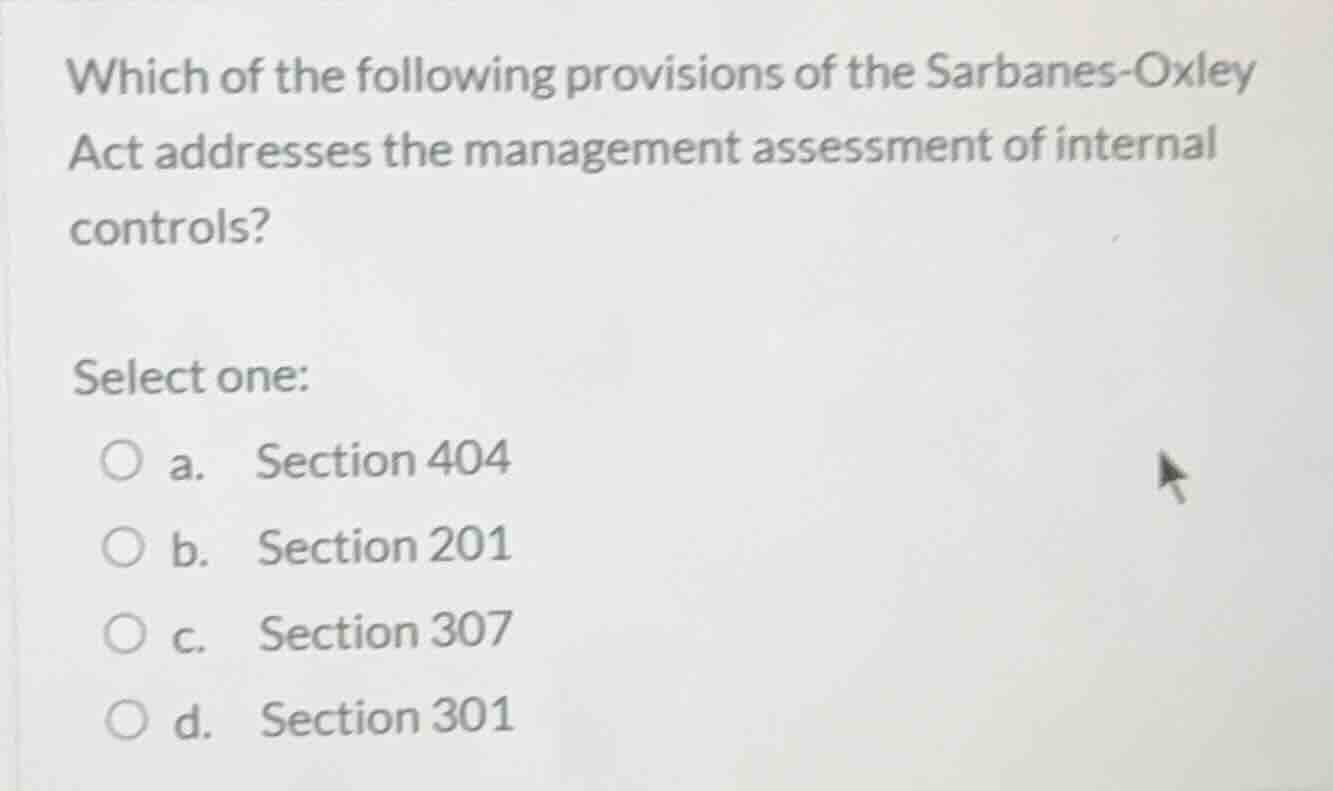 which of the following provisions of the sarbanes-oxley act addresses t…