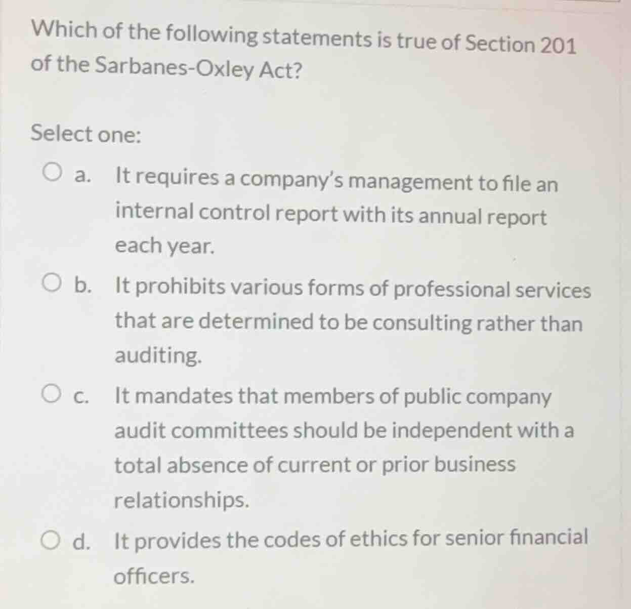 which of the following statements is true of section 201 of the sarbane…